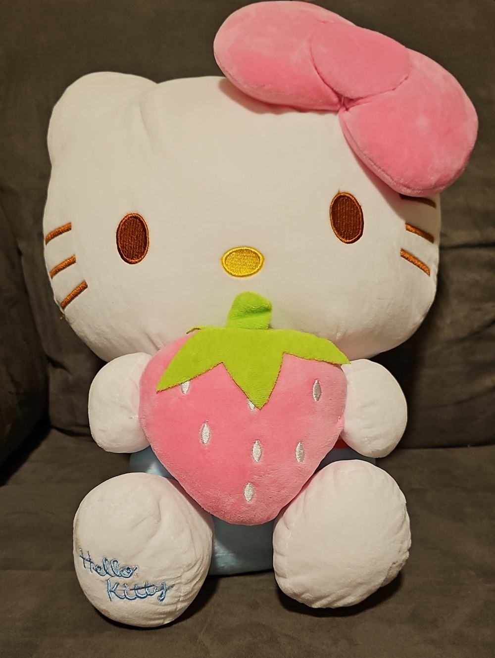 Sanrio Hello Kitty Plush with Pink Bow and Strawberry
